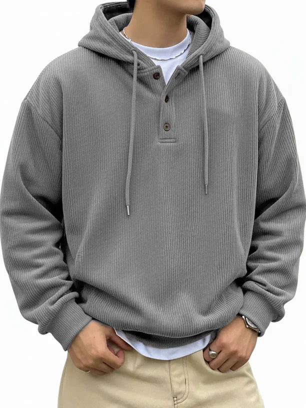 🎄 CLEARANCE SALE🔥Men's Fashionable Casual Ribbed Fabric Long-Sleeved Hooded Top