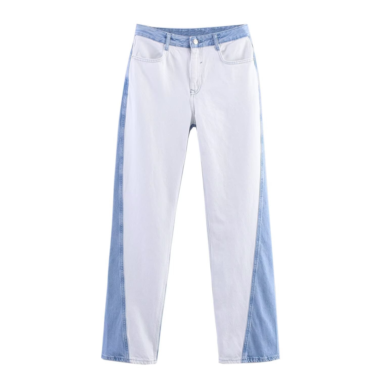 Ladies Collar and Buckle Splicing Top+ Pants with A Casual Temperament Suit