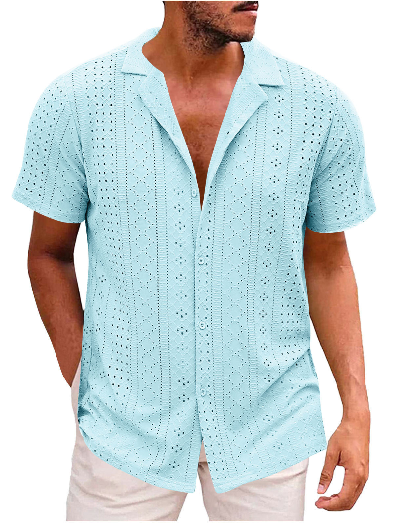 👔 Men’s Knit Button-Up Polo Shirt