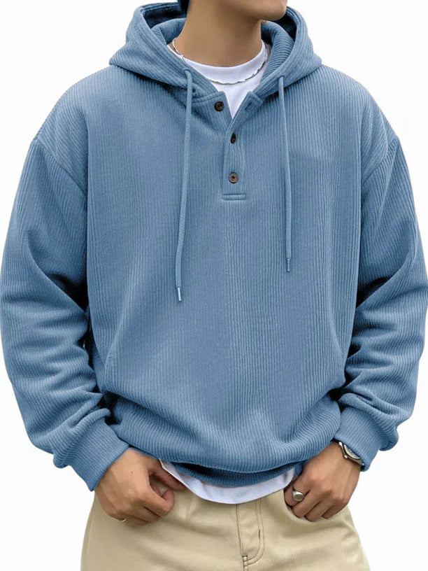 🎄 CLEARANCE SALE🔥Men's Fashionable Casual Ribbed Fabric Long-Sleeved Hooded Top