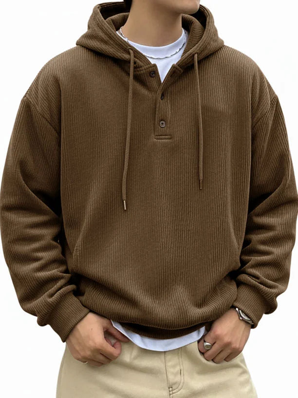 🎄 CLEARANCE SALE🔥Men's Fashionable Casual Ribbed Fabric Long-Sleeved Hooded Top