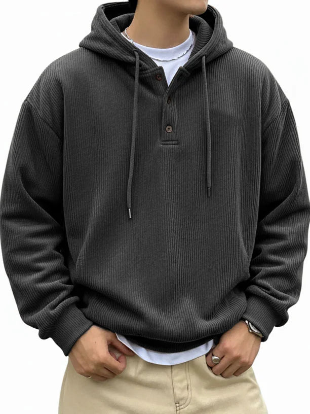 🎄 CLEARANCE SALE🔥Men's Fashionable Casual Ribbed Fabric Long-Sleeved Hooded Top
