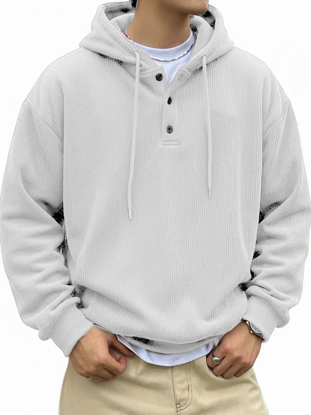 🎄 CLEARANCE SALE🔥Men's Fashionable Casual Ribbed Fabric Long-Sleeved Hooded Top