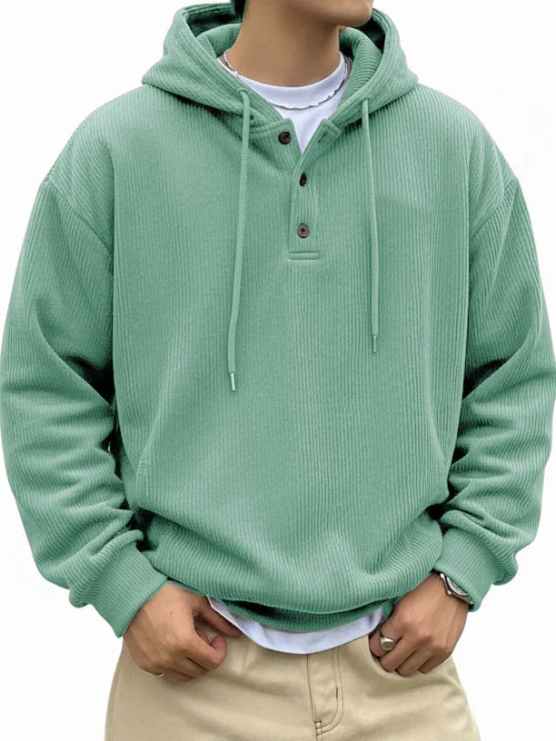 🎄 CLEARANCE SALE🔥Men's Fashionable Casual Ribbed Fabric Long-Sleeved Hooded Top