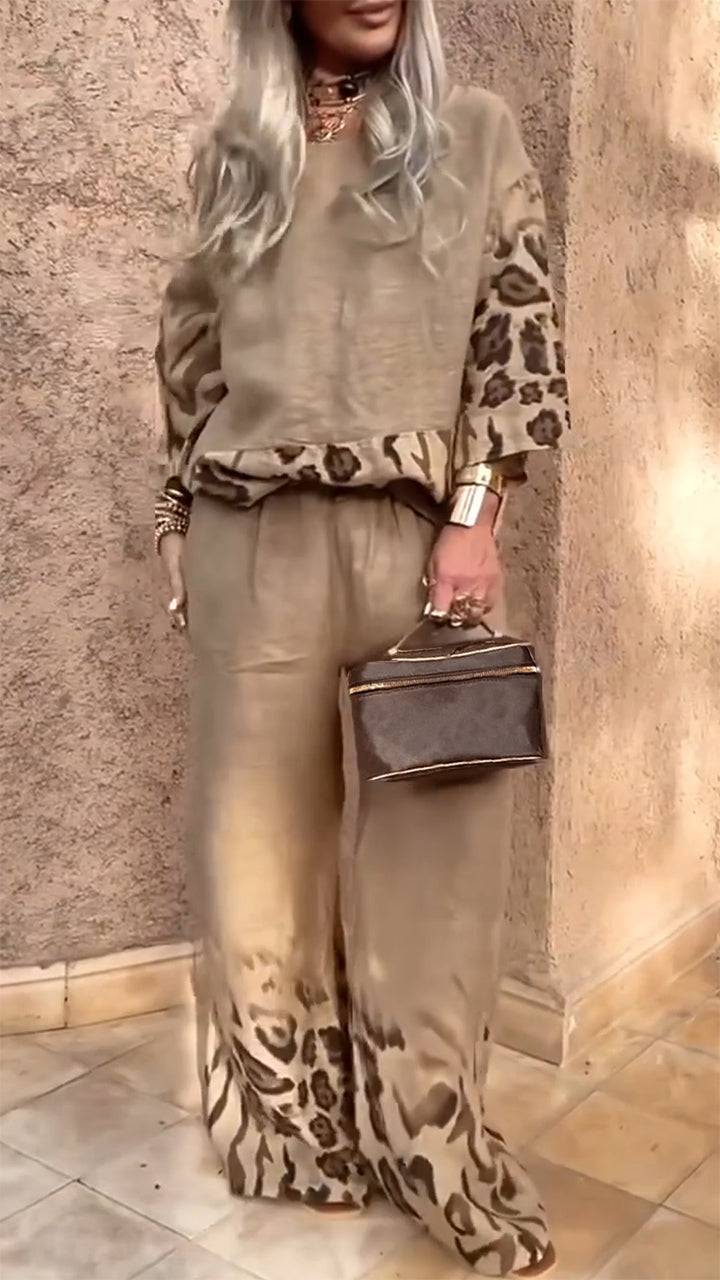 Ladies' Leopard Print Cotton Linen Casual Dress 🌿🐆✨