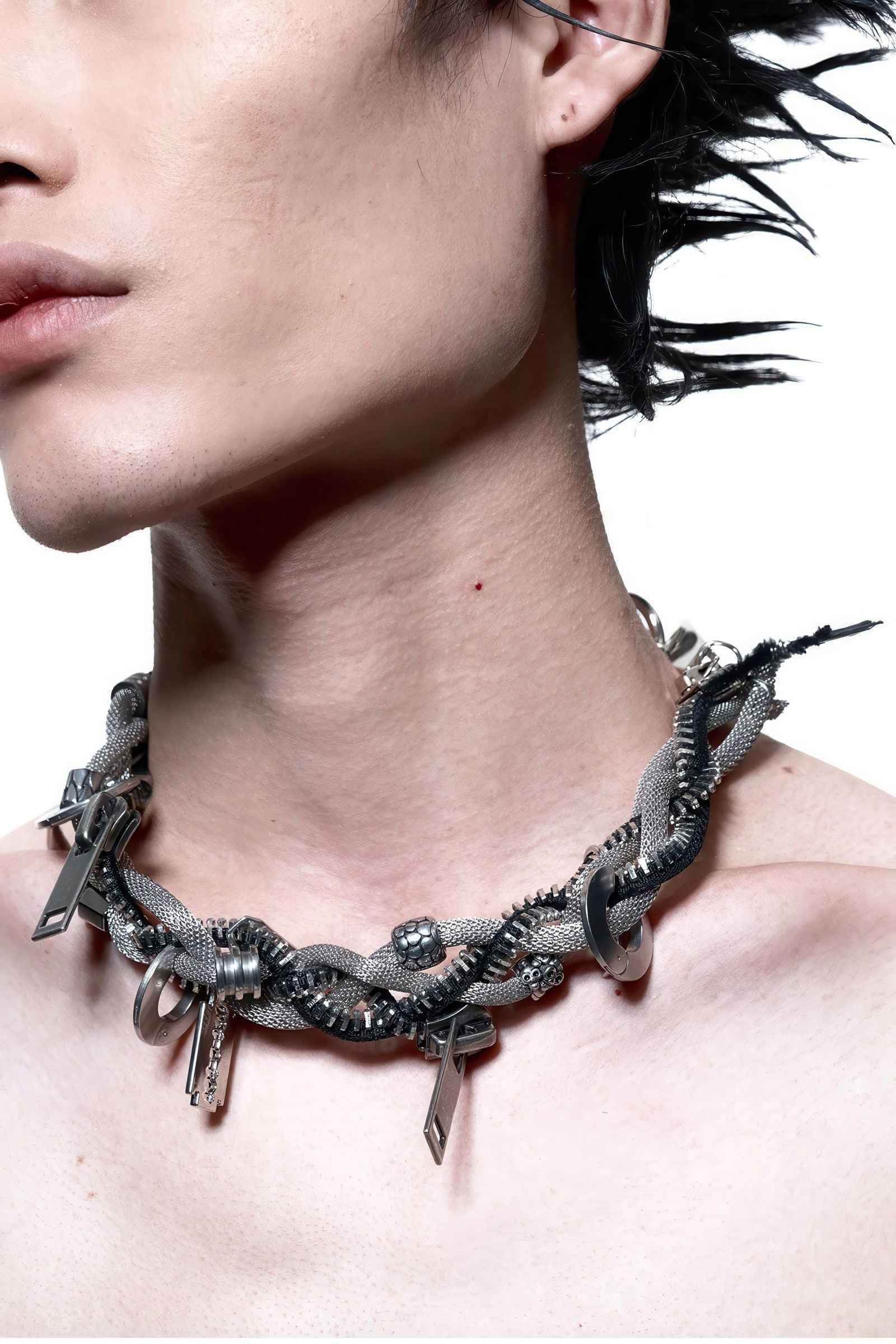 Heavy-Duty Multi-Wear Metal Mechanic Necklace - Futuristic Design