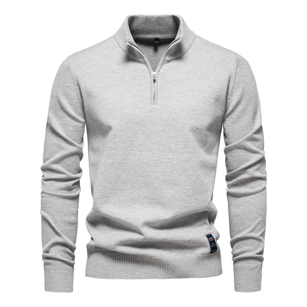 🧥New Slim Fit Men's Knit Top with Stand Collar and Half-Zip Design