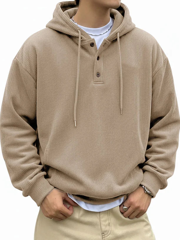 🎄 CLEARANCE SALE🔥Men's Fashionable Casual Ribbed Fabric Long-Sleeved Hooded Top