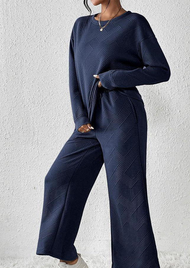 Autumn/Winter Solid Color Casual Set with Drawstring Sport Suit