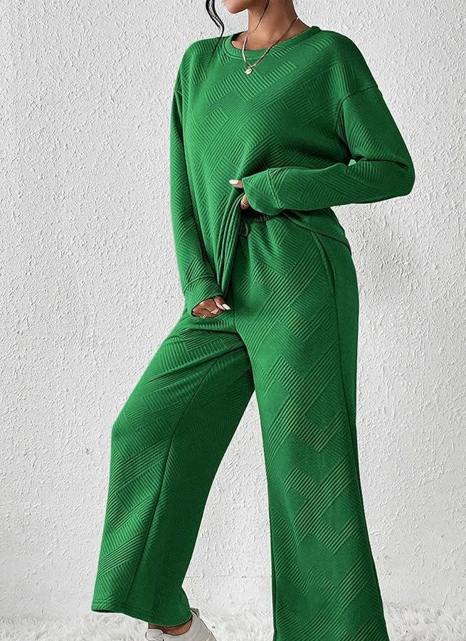 Autumn/Winter Solid Color Casual Set with Drawstring Sport Suit