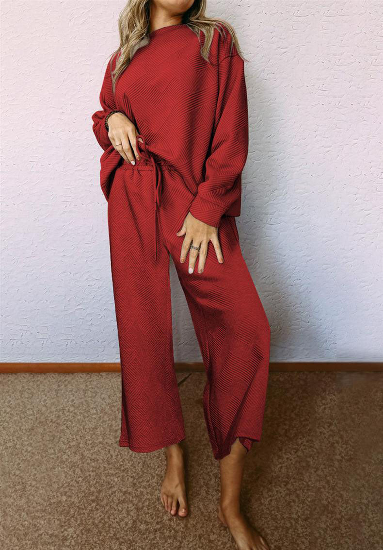 Autumn/Winter Solid Color Casual Set with Drawstring Sport Suit