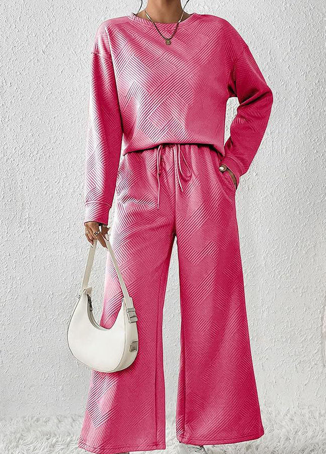 Autumn/Winter Solid Color Casual Set with Drawstring Sport Suit