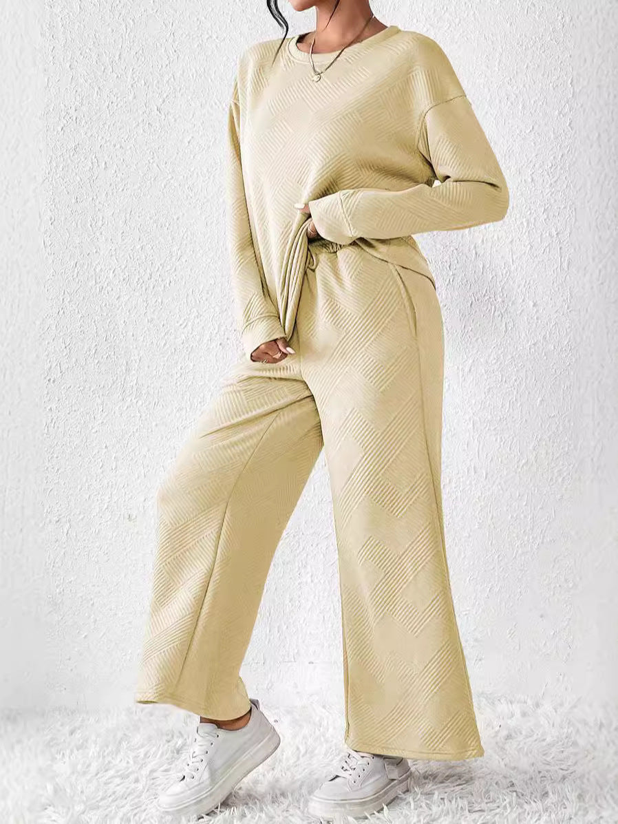 Autumn/Winter Solid Color Casual Set with Drawstring Sport Suit