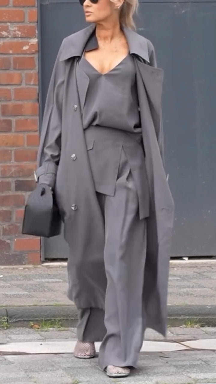 Ladies Solid Color Temperament Casual Three Piece Set