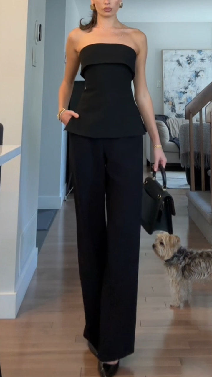 Women's autumn casual tube top suit trousers set